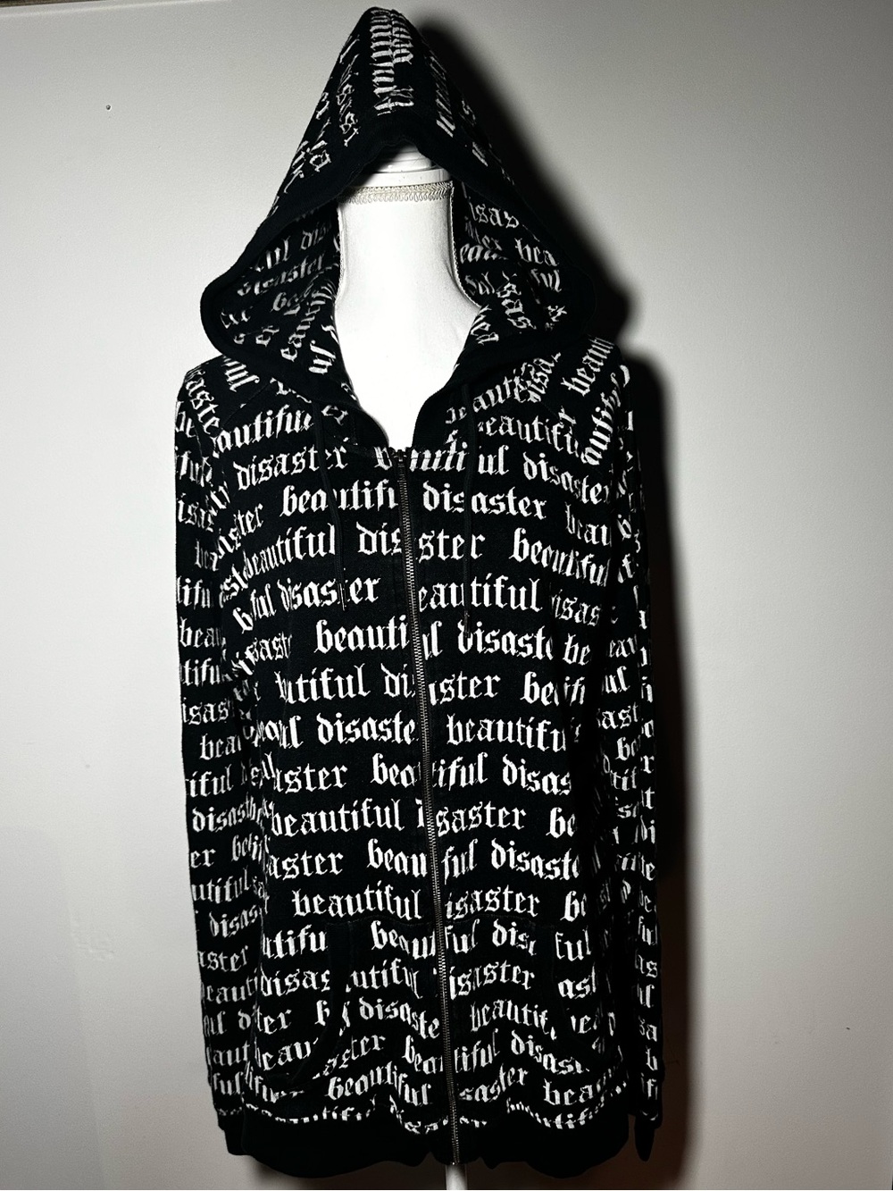Beautiful Disaster Black Zip Up Sweater Hoodie Size C3X